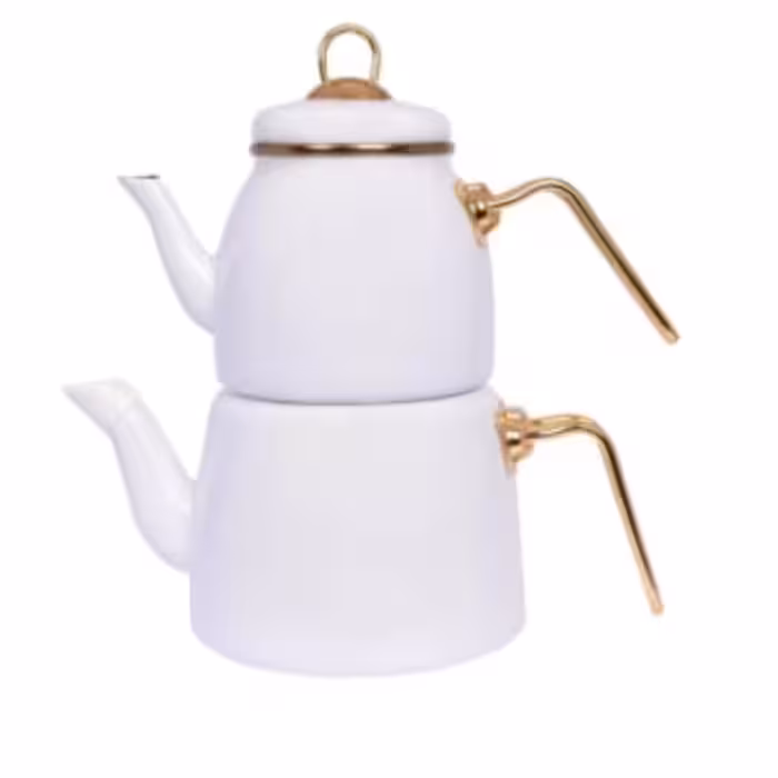 ست کتری قوری پاچی  وارداتی ترکیه تک درب  سفید 