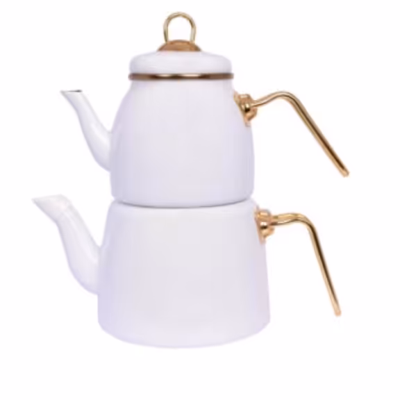 ست کتری قوری پاچی  وارداتی ترکیه تک درب  سفید 