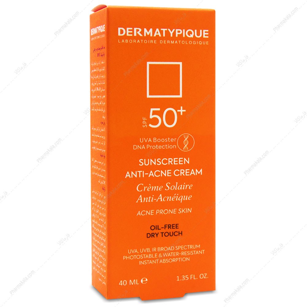 ضد آفتاب بی رنگ درماتیپیک مناسب پوست چرب و جوش دار SPF 50  حجم 40 میل