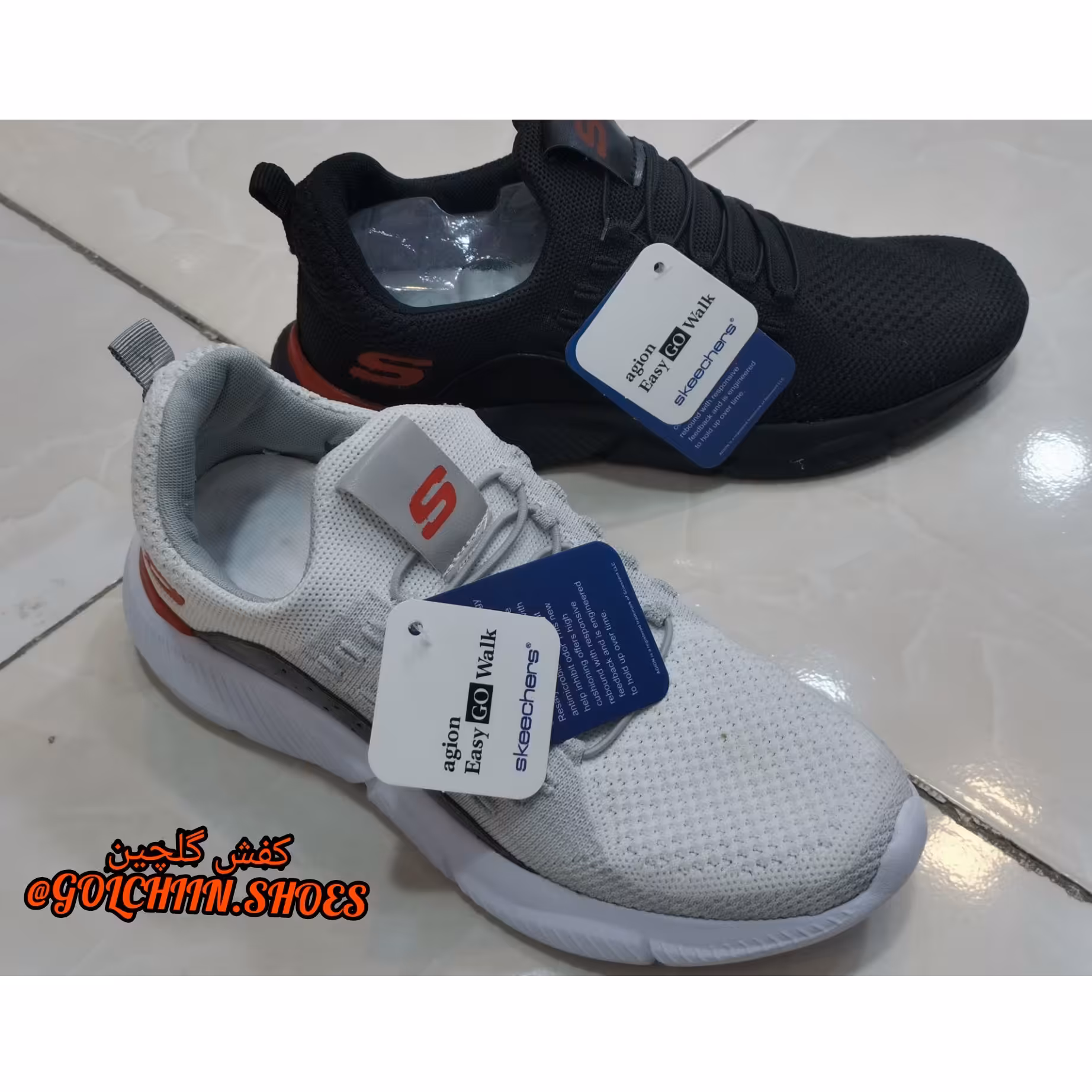 کفش اسکیچرز مخصوص پیاده روی، قابل شستشو، رویه بافت طبیعی