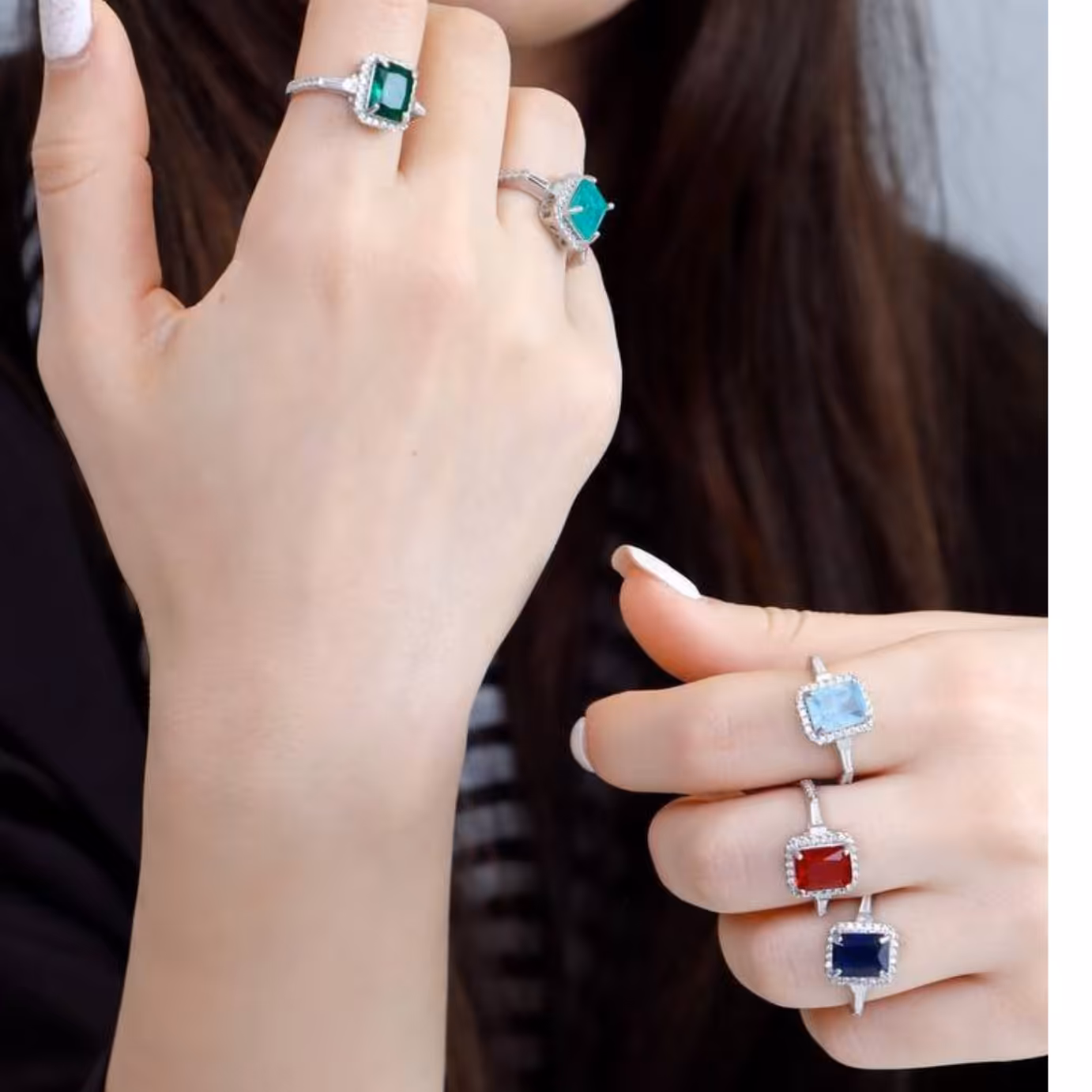 انگشتر نگین رنگی شیک نقره عیار925 آبکاری طلا ضد ریزش نگین و رنگ ثابت