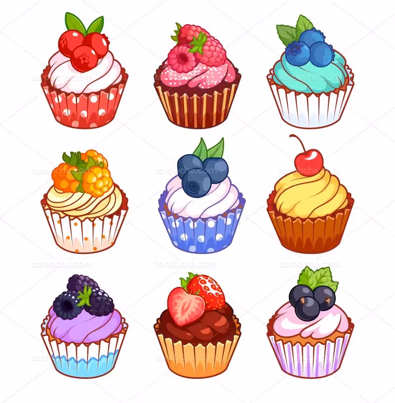 فایل وکتور کاپ کیک با کیفیت | گرافیک با طعم تربچه