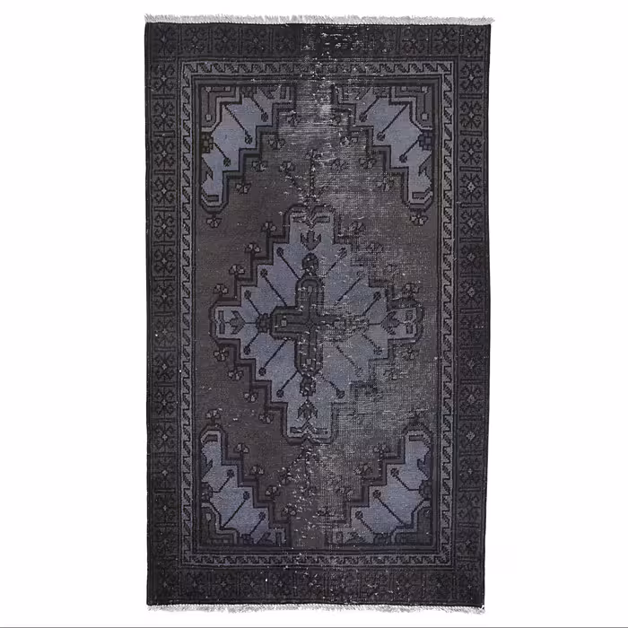 فرش دستبافت رنگ شده یک و نیم متری طرح وینتج کد 4244
