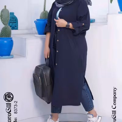 مانتو بلند لینن اسلپ سایزبزرگ8373