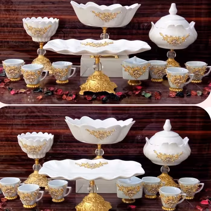 سرویس پذیرایی چهار  تکه طرح آرتینا و 7 تکه چای خوری