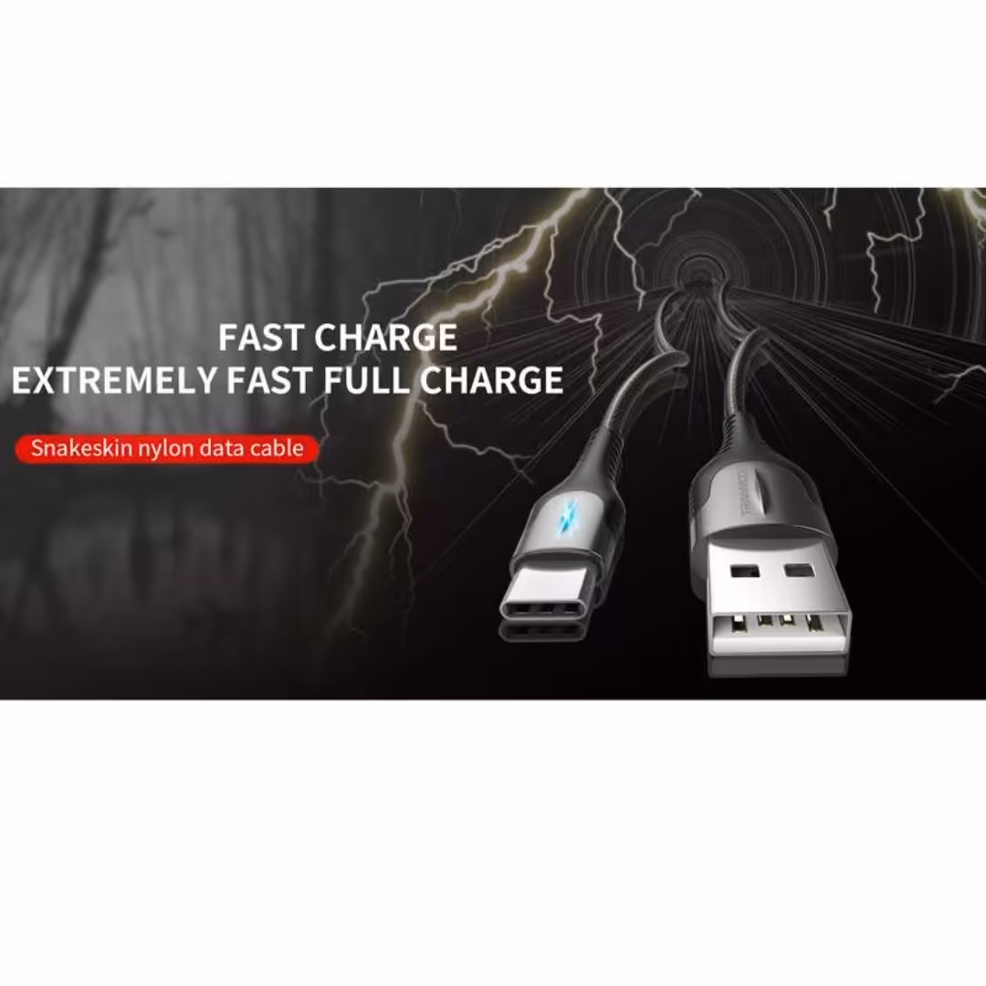 کابل شارژ 5 آمپر  تایپ سی مارک ترانیو جنس فلزی فنری رنگ مشکی  سر فلزی مدل X13-C