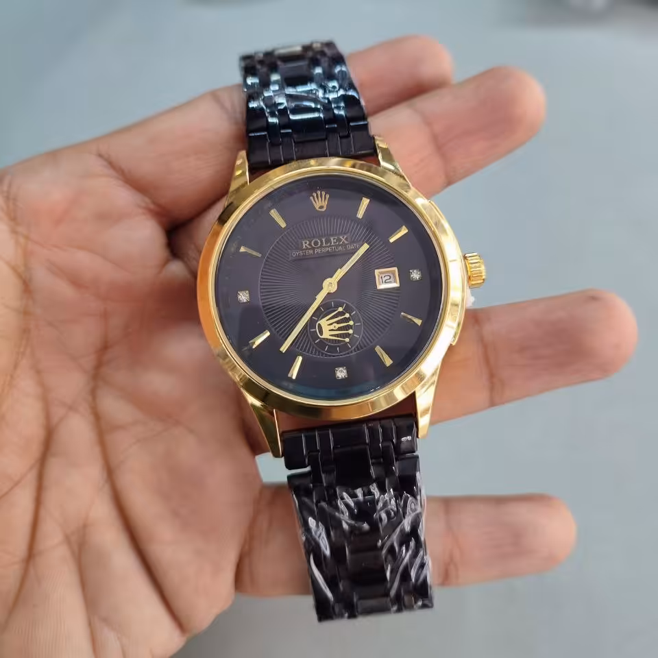 ساعت رولکس زیر ثانیه شمار کیفیت عالی و رنگ ثابت یکسال ضمانت موتور  کد 7