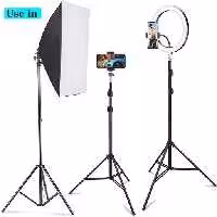 سه پایه موبایل بزرگ قابل استفاده برای دوربین عکاسی .رینگ لایت و مونوپاد بلند قابل تنظیم تا 2 متر . (ارسال سریع )