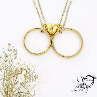 گردنبند ست استیل آویز قلب و حلقه کد 17415