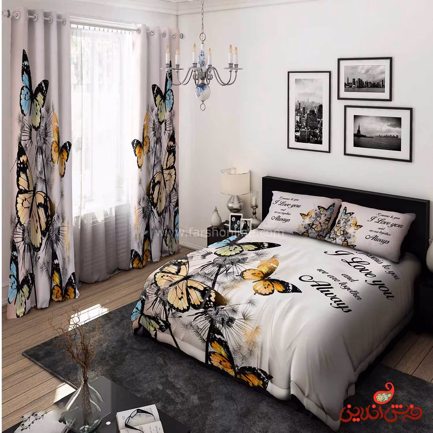 روتختی طرح پروانه‌های رنگارنگ کد 15269