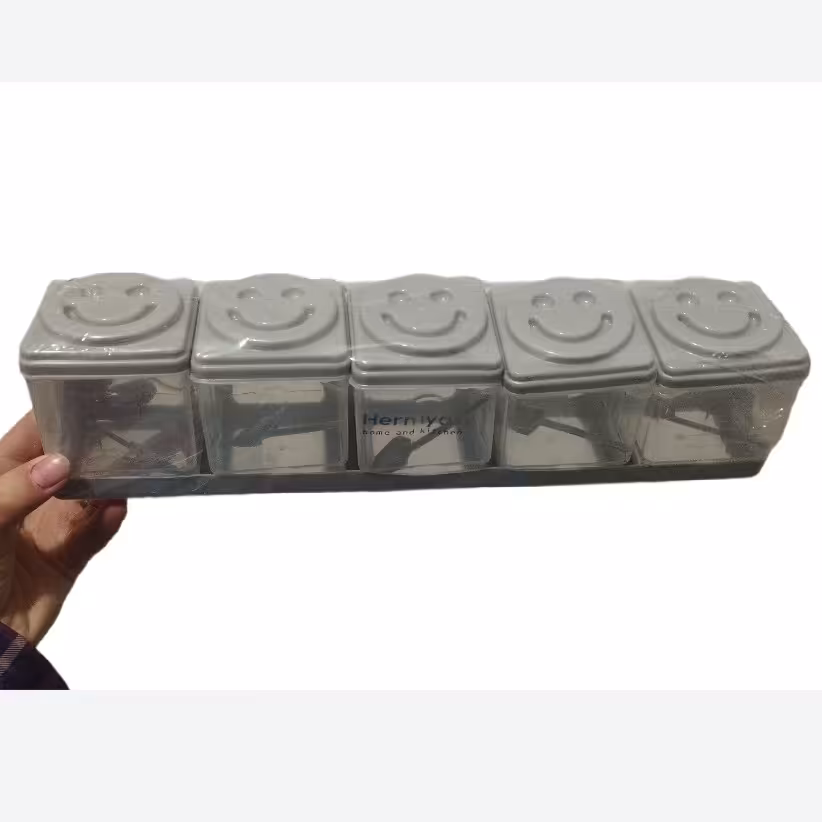 ظرف ادویه 5عددی قاشق دار در سه رنگ