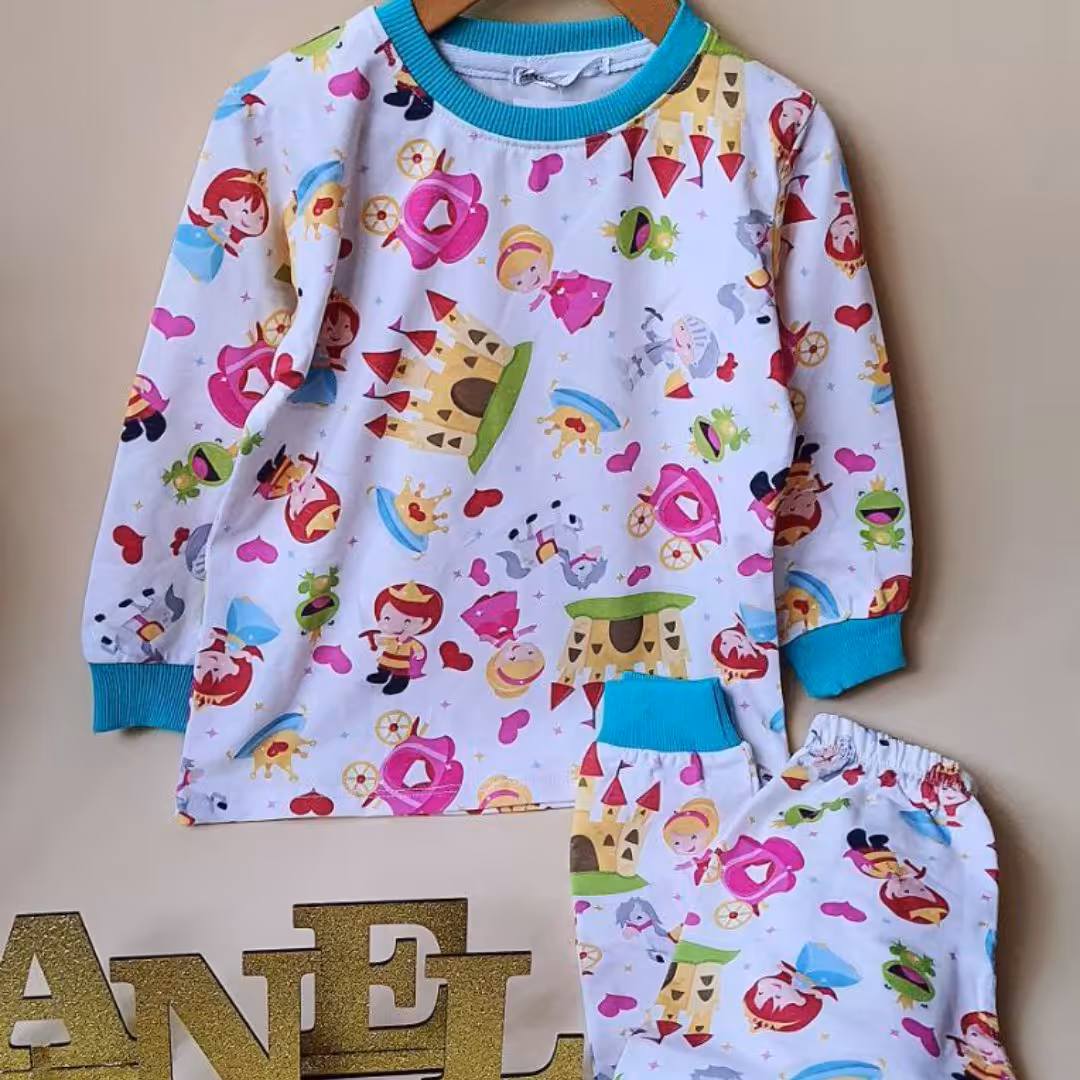 بلوز و شلوار تمام چاپ بچگانه نخ پنبه