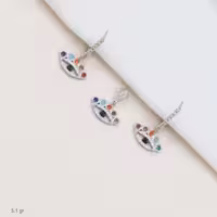 نیم ست نقره طرح چشم ریز نگین رنگی کد 1607