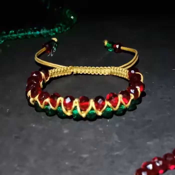 دستبند نخی کریستال و گره