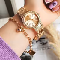 ساعت مچی و دستبند زنانه استیل رنگ ثابت مدل نیکا کد 435