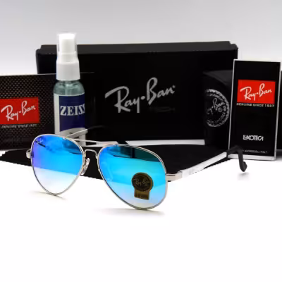 عینک آفتابی خلبانی مردانه زنانه ریبن ری بن لنز شیشه مدل 3015 فنری UV400 RayBan