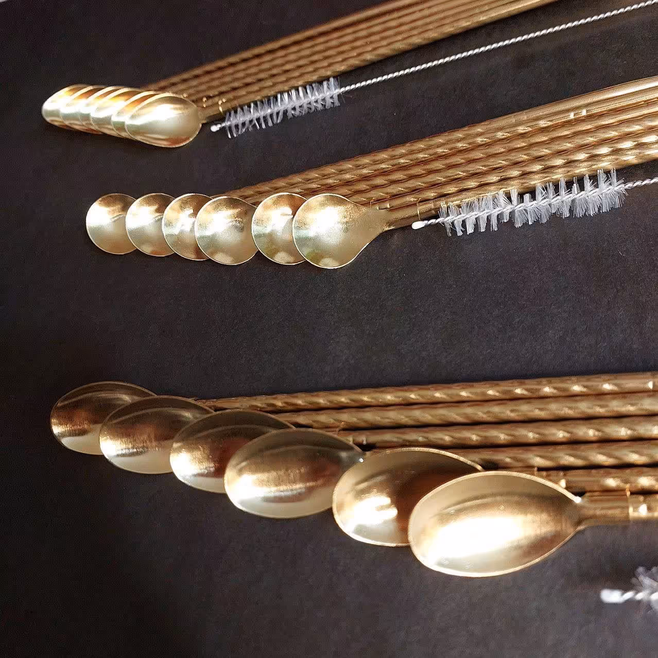 نی شربت خوری قاشق دار طلایی  خارجی 6 عددی تکی وپخش عمده 