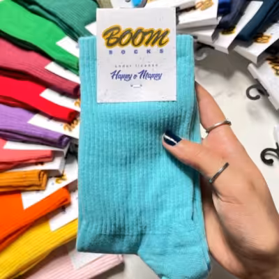 جوراب سبز آبی ساقدار ساده پنبه فری سایز