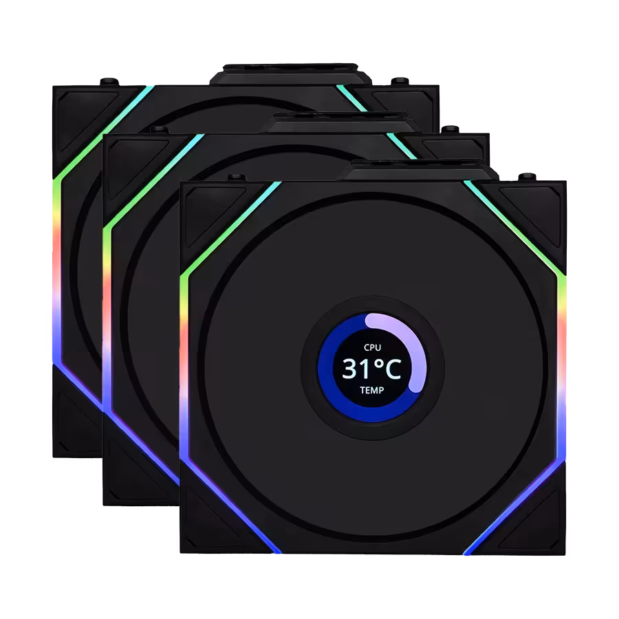 فن کیس لیان لی UNI FAN TL-LCD Wireless Reverse 120 Black بسته 3 عددی | تکاف