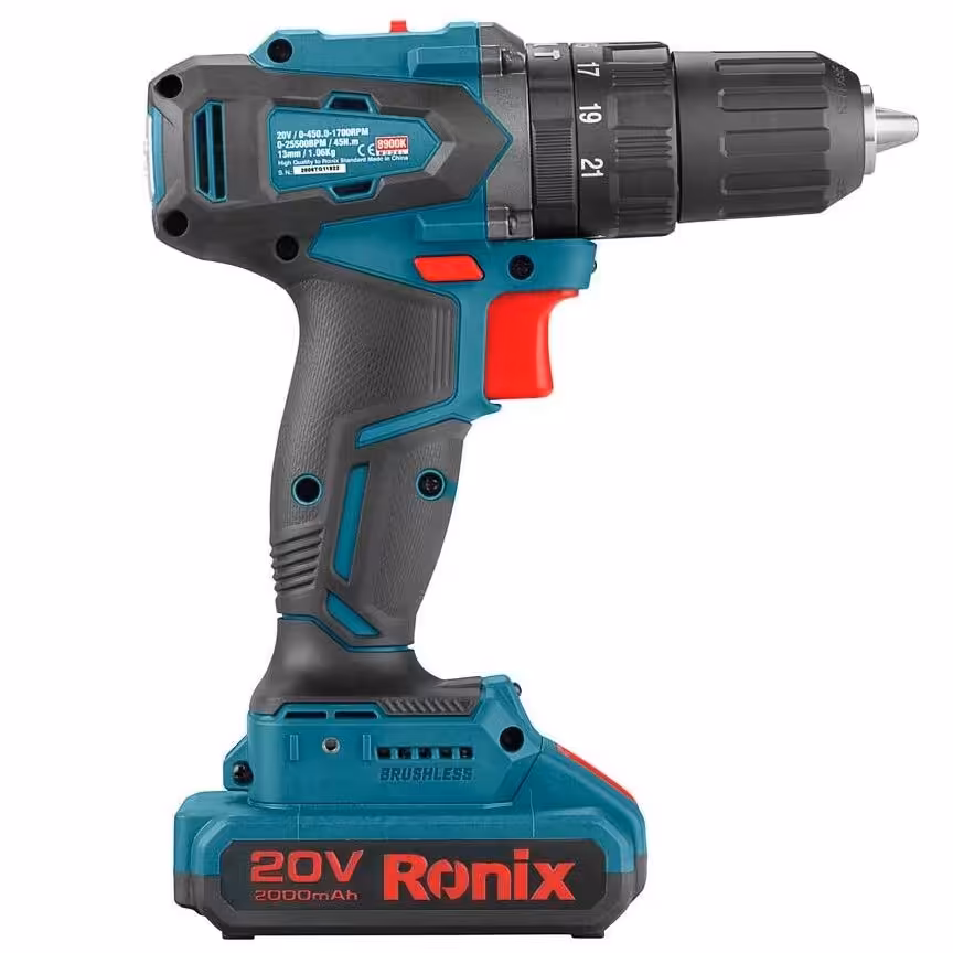 دریل شارژی چکشی براش لس 20ولت رونیکس  مدل8900به همراه گارانتی طلایی12ماهه رونیکس 