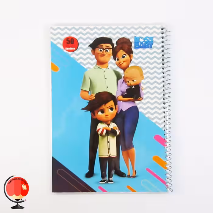 دفتر مشق 50 برگ سیمی طرح بچه رئیس مجلد آپادانا