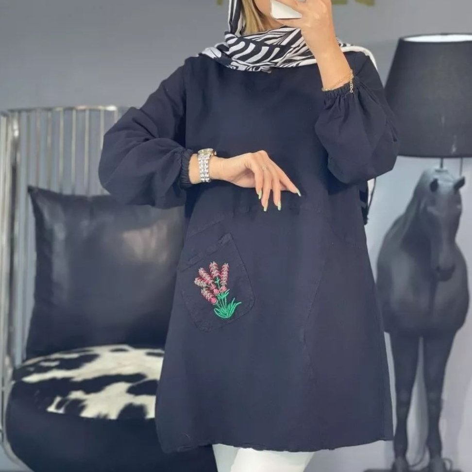 تونیک مانتویی جنس الیاف گلدوزی شده