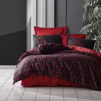 ست ملحفه کاتن باکس مدل Dark Shadow Bordo  دو نفره 4 تکه