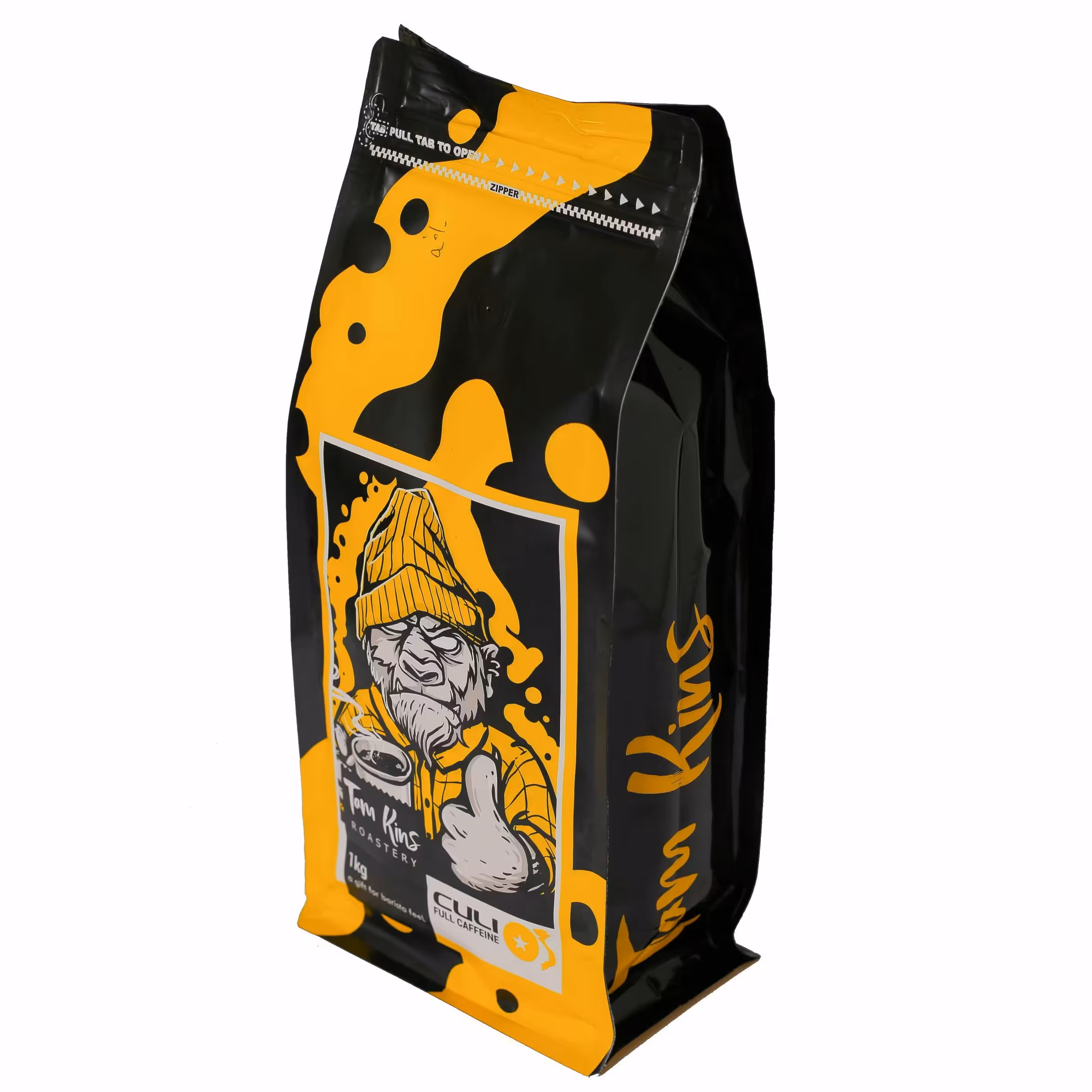 دانه قهوه کولی زرد تام کینز 1000 گرم 90درصد روبوستا