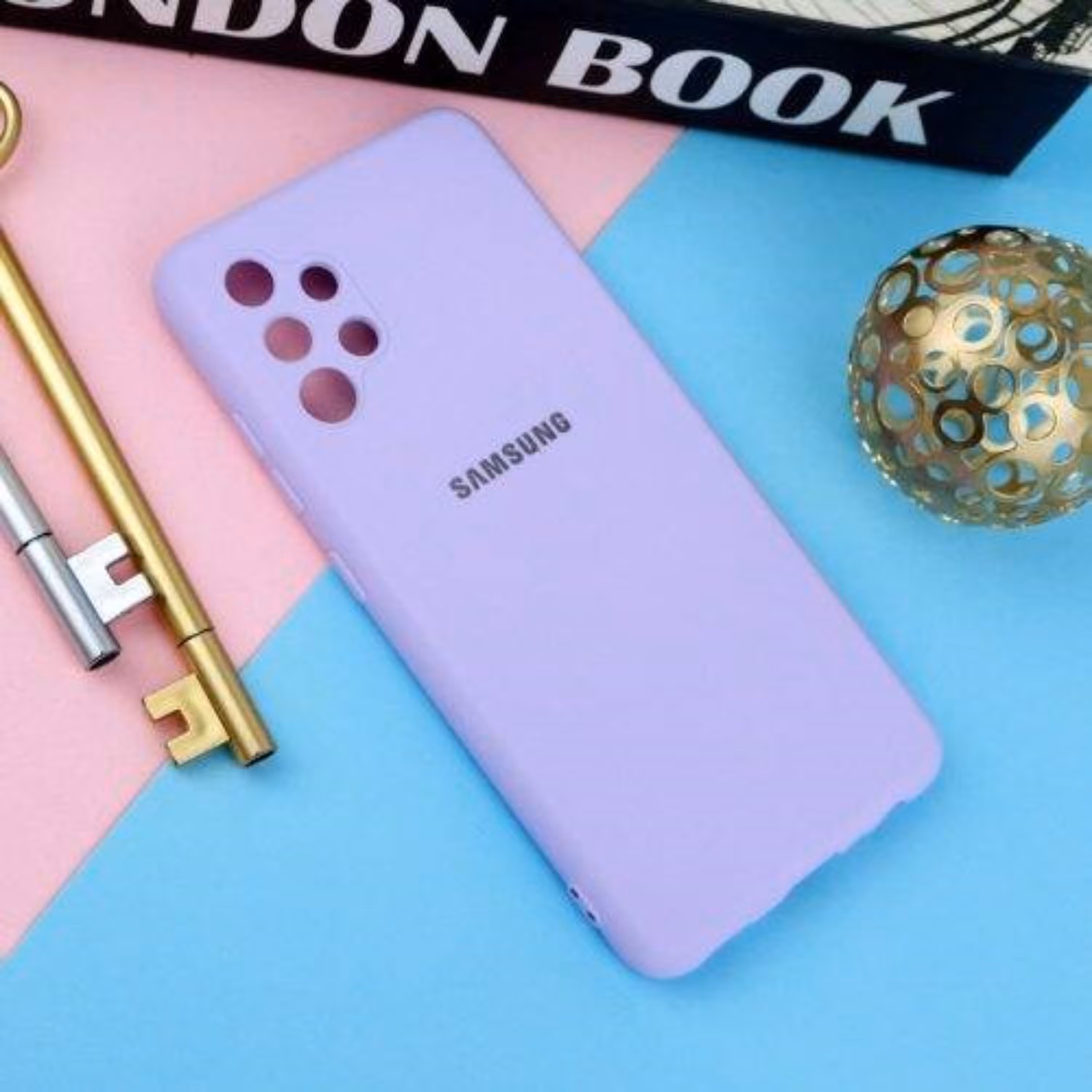 قاب محافظ لنزدار سیلیکونی Highcopy سامسونگ A32 4G رنگ یاسی