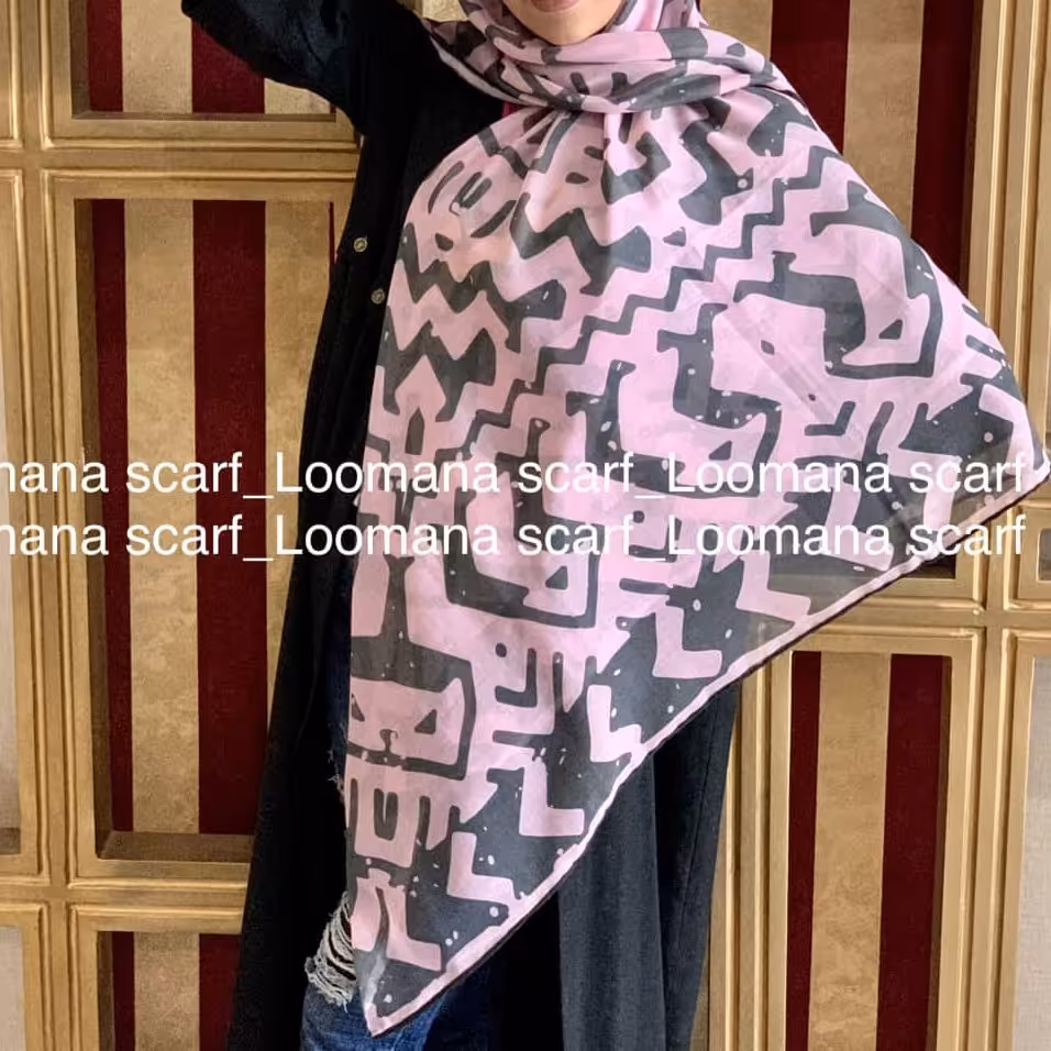 روسری نخی دور دوز (طرح بندی دارد)