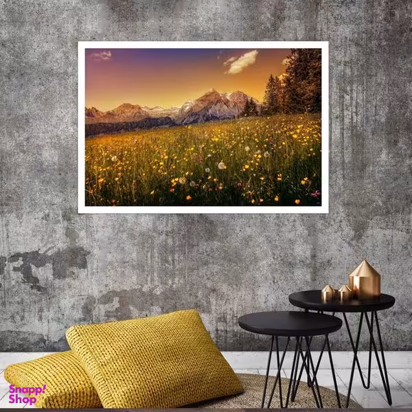 تابلو بکلیت طرح منظره دشت سرسبز مدل قاب شاسی W-s8160