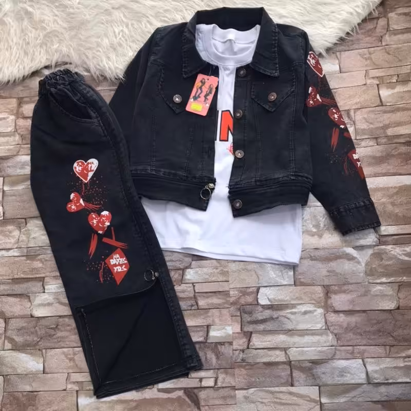 سه تیکه لی دخترانه شلوار بگ