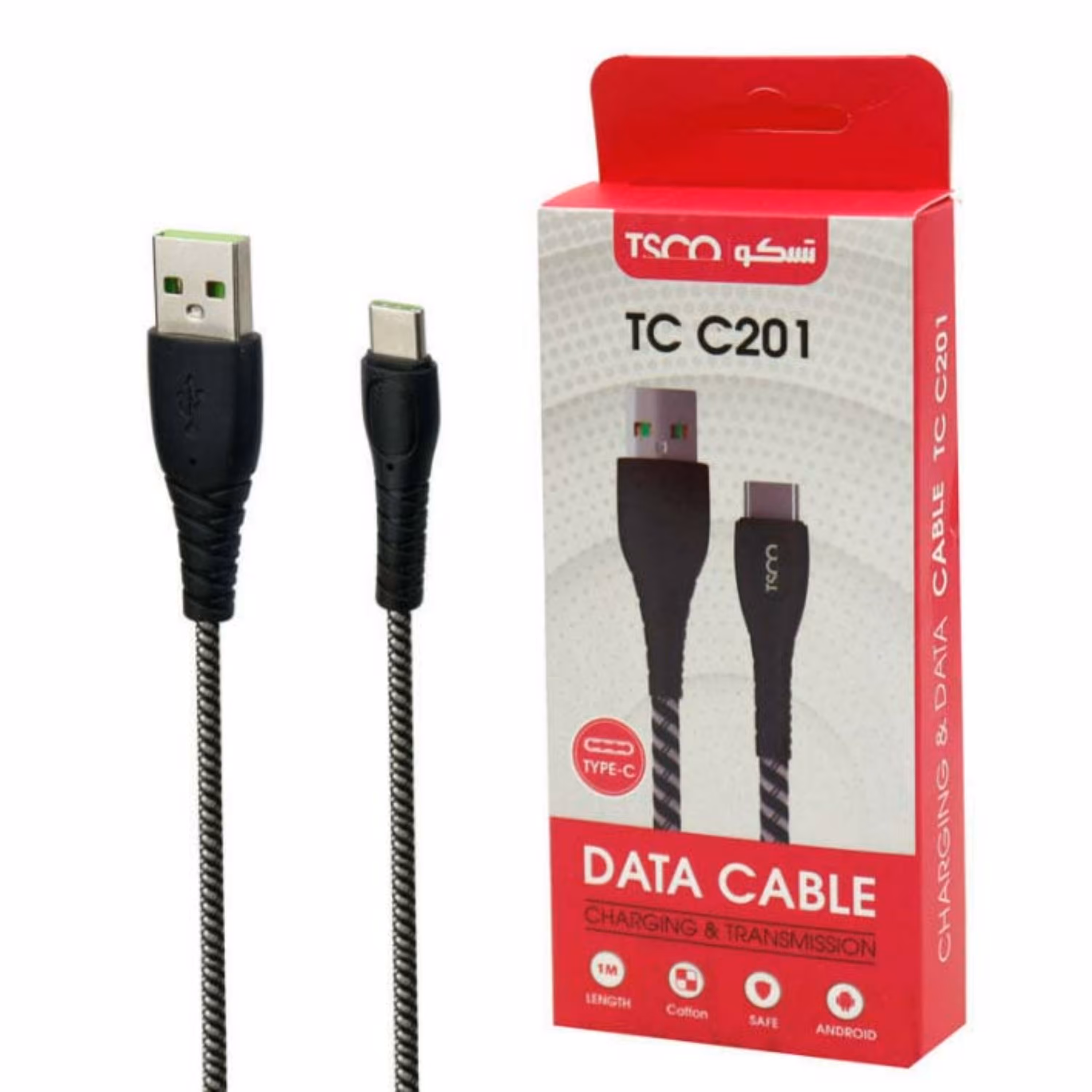 کابل شارژ Type-C تسکو TCC201 یک متری با گارانتی 6 ماهه
