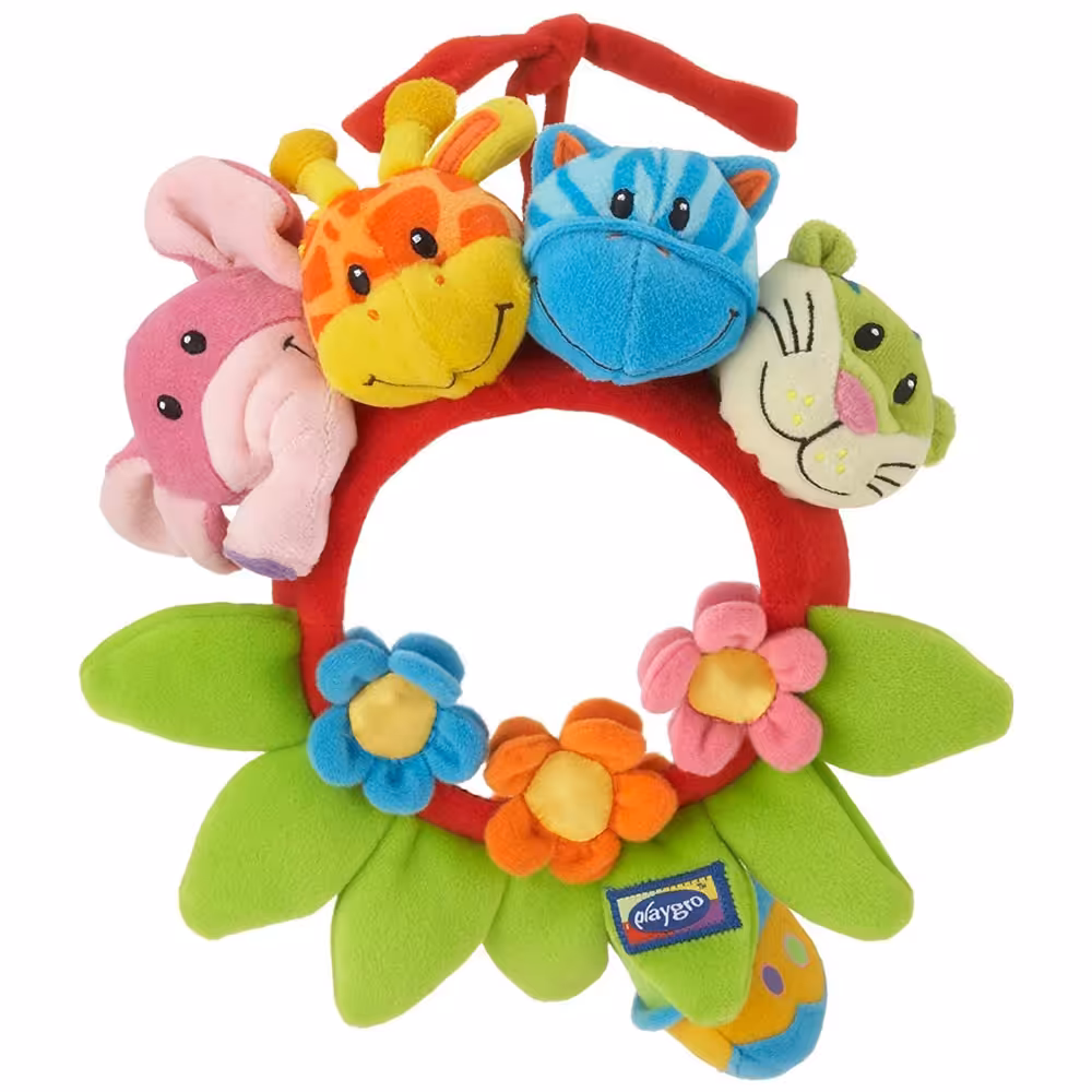 آویز عروسک نخ کش آینه دار پلی گرو playgro طرح حیوانات