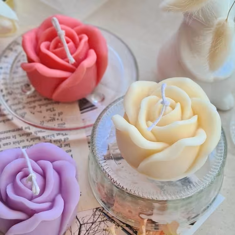 شمع دست ساز  گل رز 