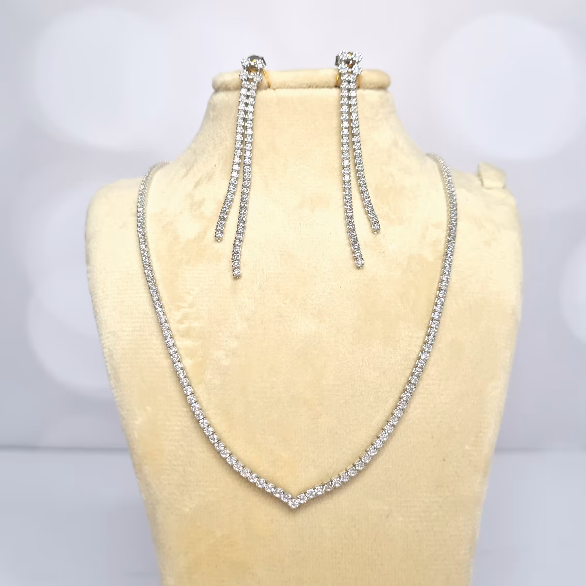 نیم ست نقره تنیسی با روکش طلای سفید کد H2114