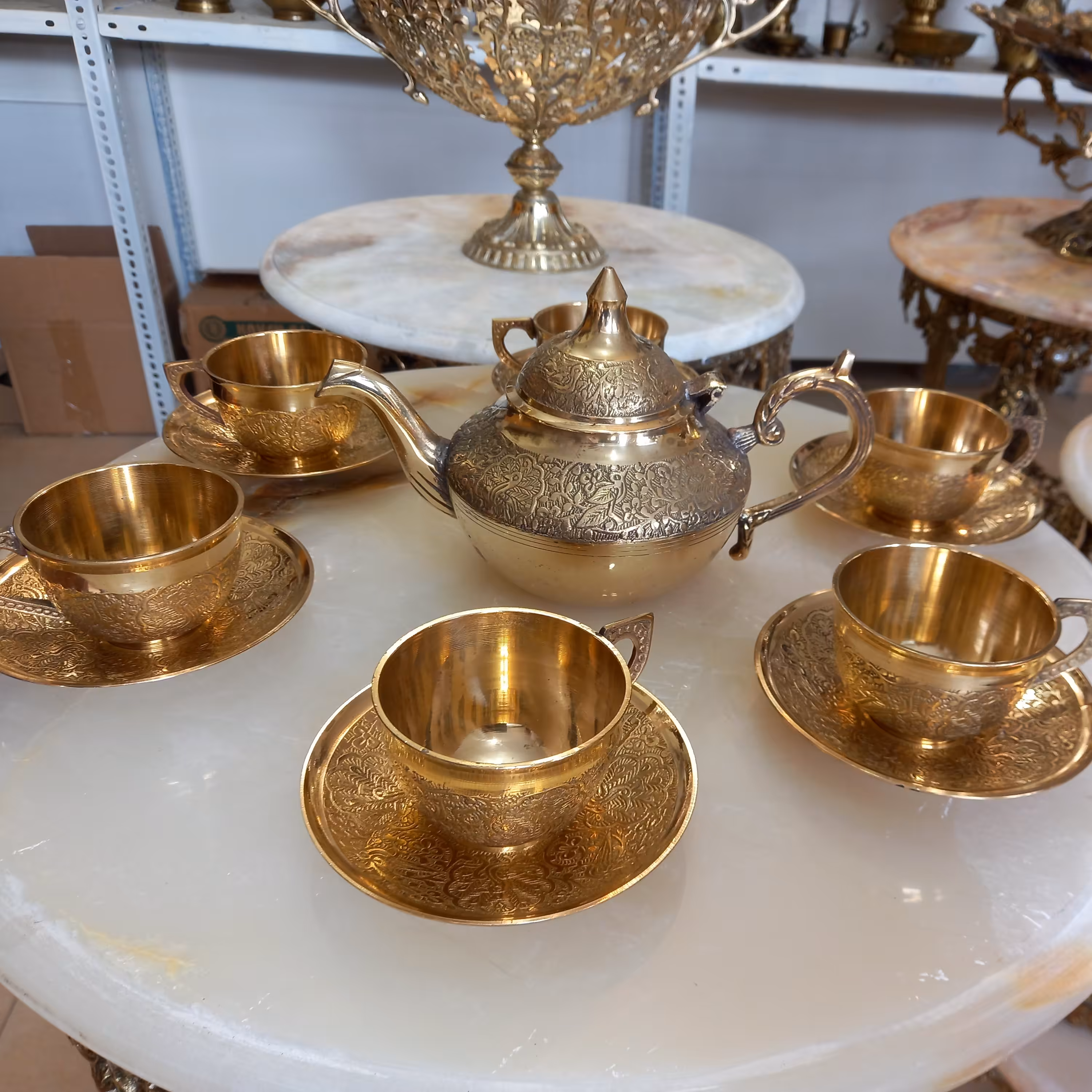 ست چایخوری برنج هندی قلم