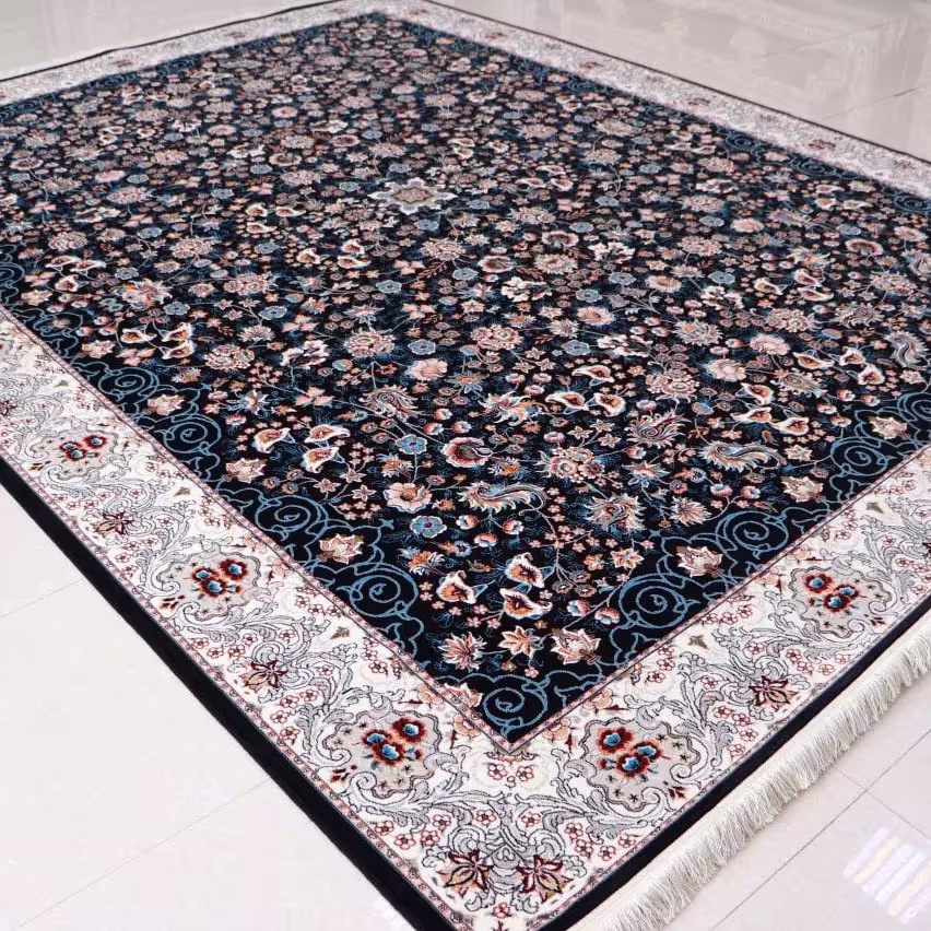 فرش  اکرلیک  6 متری 700 شانه طرح میگل رنگ سرمه ای  کد N132