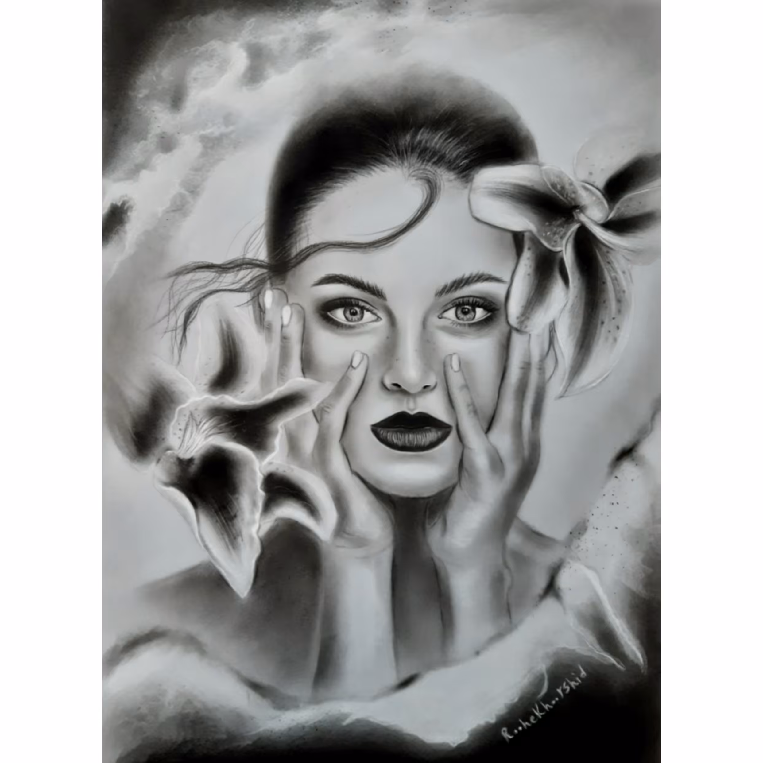 تابلو نقاشی سیاه قلم