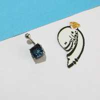پیرسینگ ناف استیل بسیار زیبا و باکیفیت با نگین مربعی زیبا به رنگ سرمه ای  و شیک