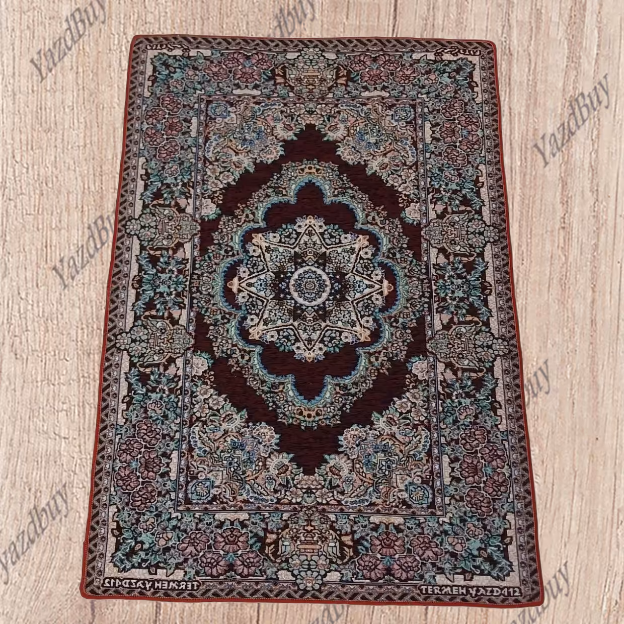 روفرشی مخمل زرکدار 1.5 متری رنگ زرشکی طرح حوض نقره مدل ستاره ای