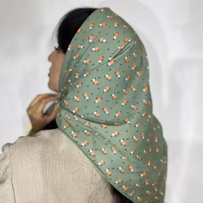 مینی اسکارف سبز گل گلی