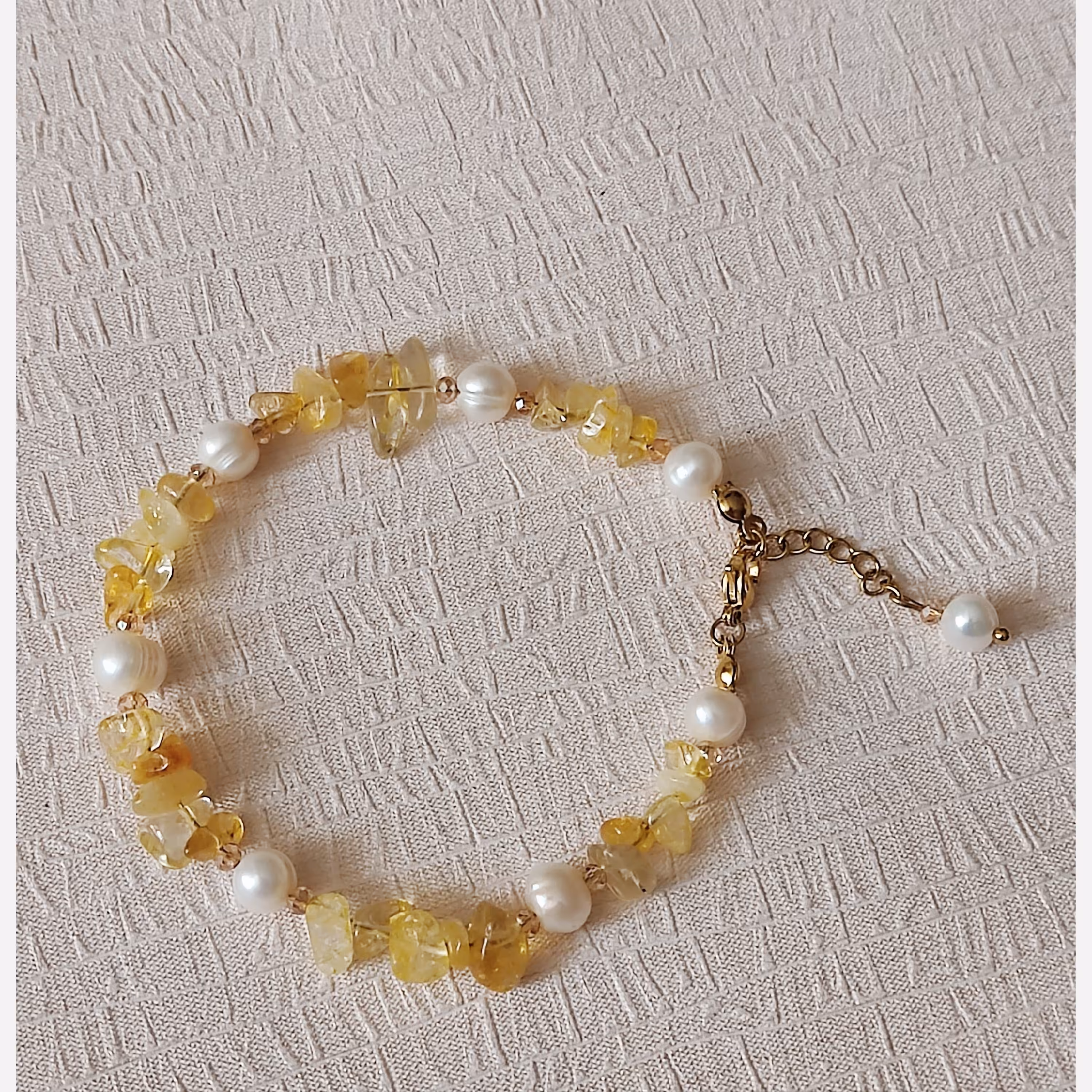 دستبند سنگ سیترین و مروارید اصل شاران 