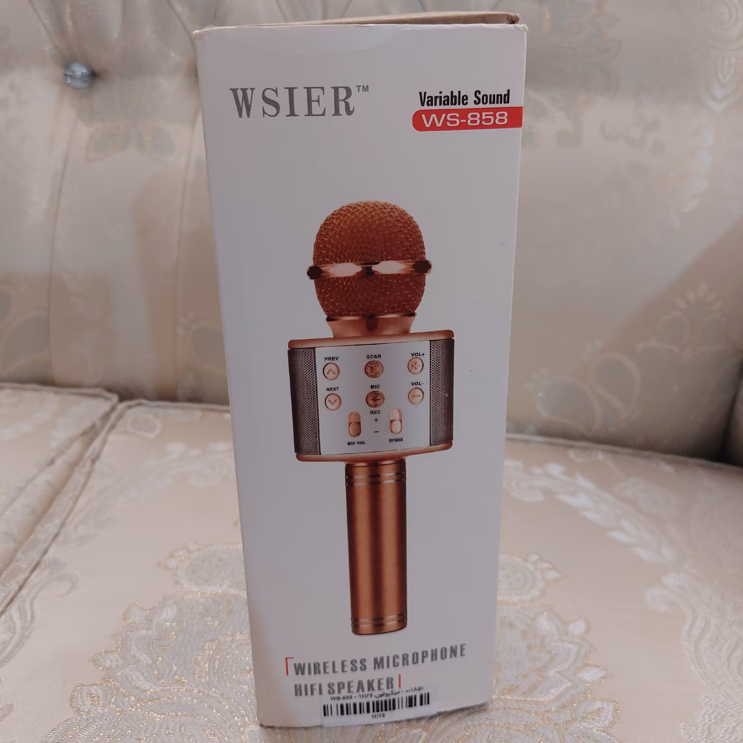 میکروفن بلوتوثی و اسپیکر دار با قابلیت اتصال به فلش و رم و aux  جنس خارجی درجه یک 