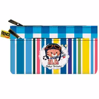 کیف جا مدادی دو جیب مجزا با زیپ فانتزی پارچه مخمل طرح گربه سایز 10 در 20 مدل X4-621 شرکت رنس