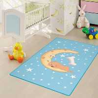 فرش اتاق کودک Confetti طرح ماه و هاپو آبی کد *MNC111*