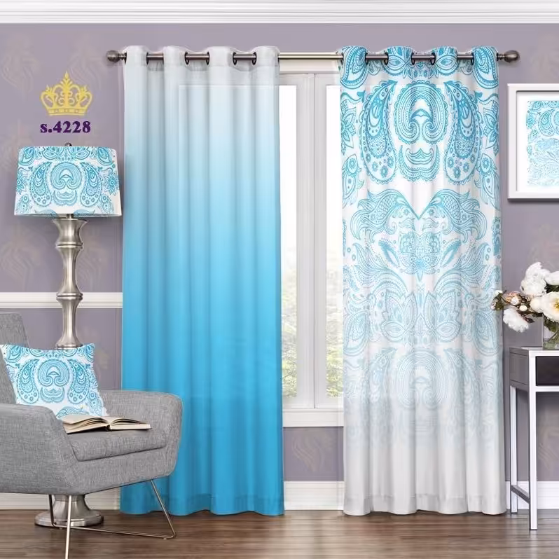 پرده پذیرایی دو قواره طرح اسلیمی کد S4228