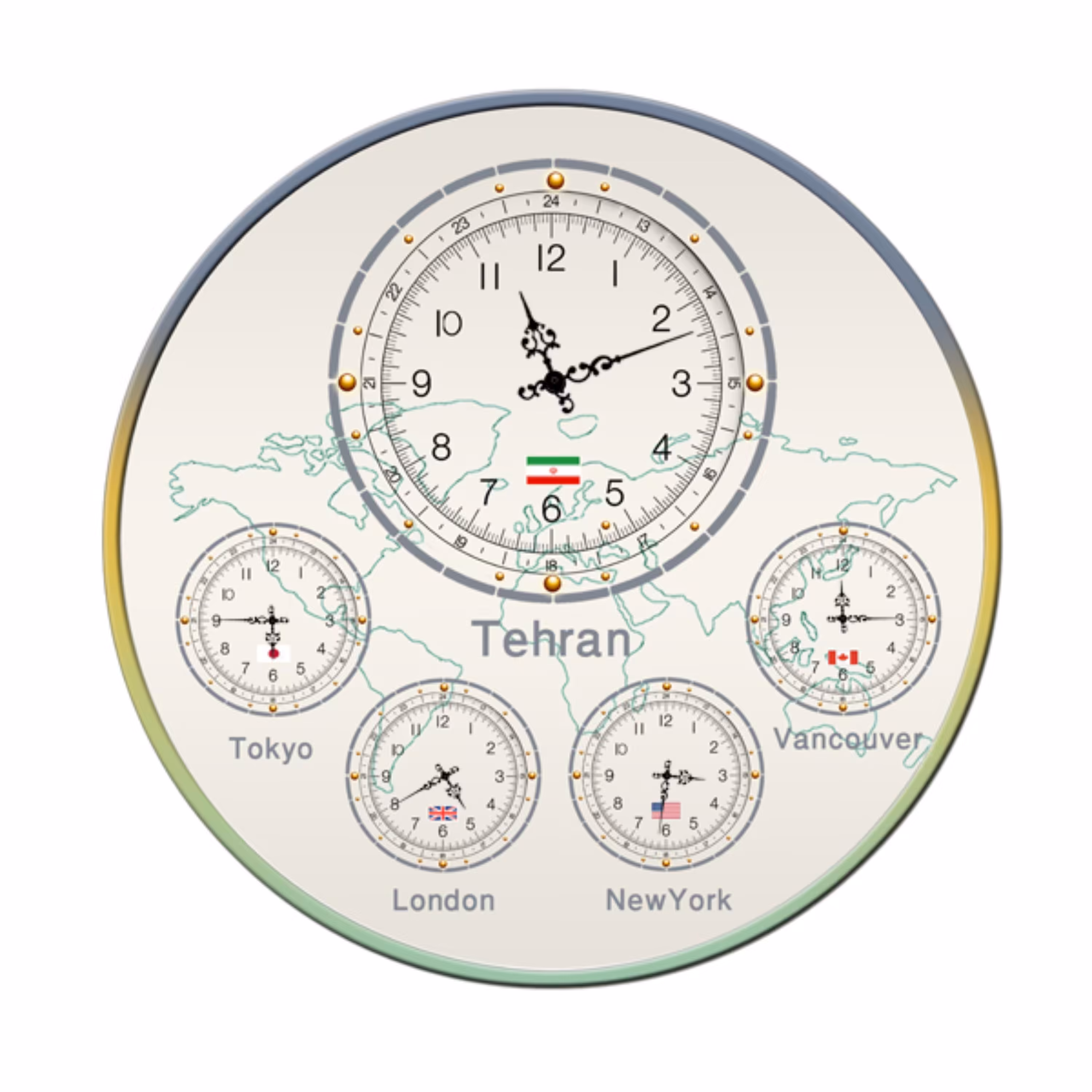 ساعت جهان نما 30 سانت قطر
