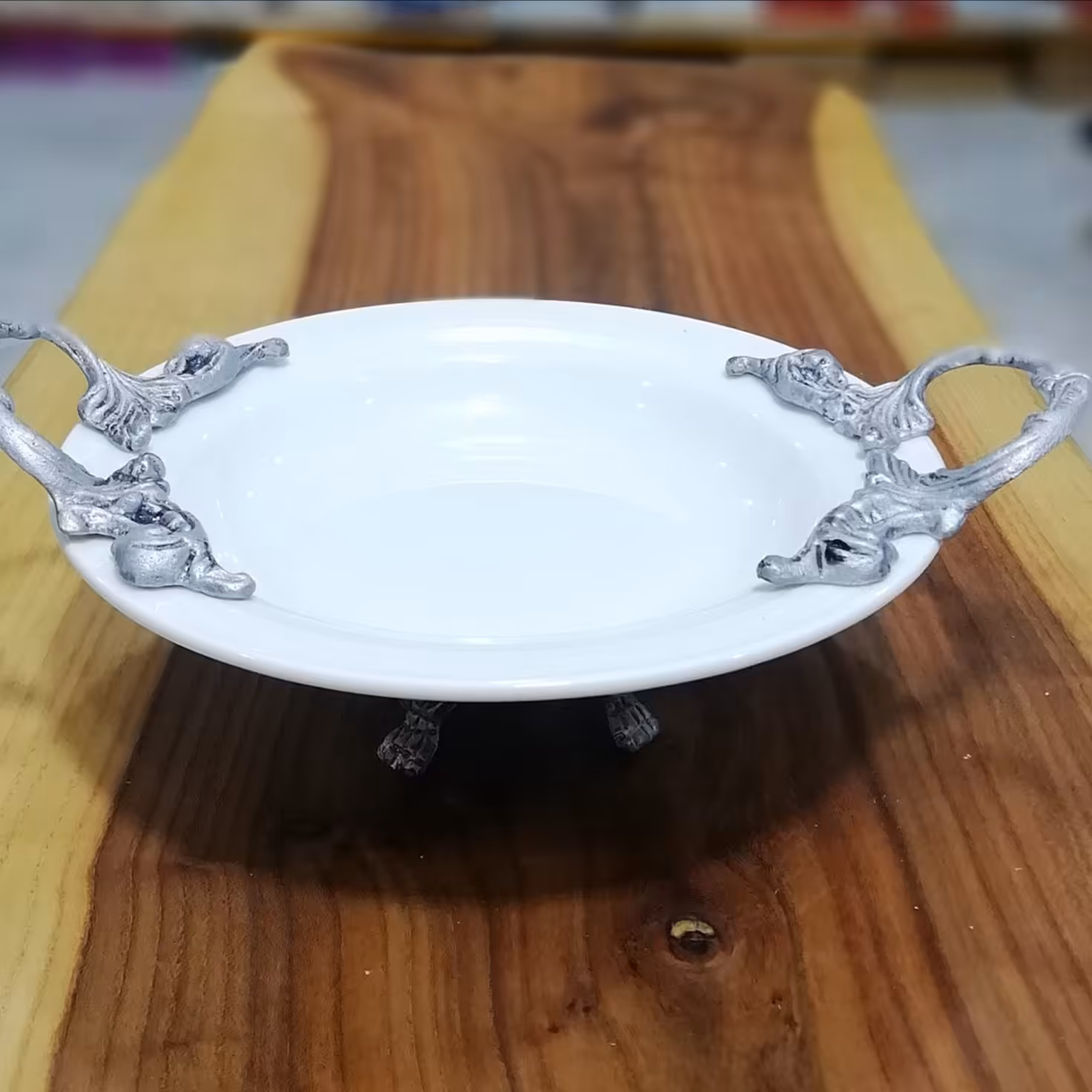 شیرینی خوری نیم گود گرد دسته پیوتر 