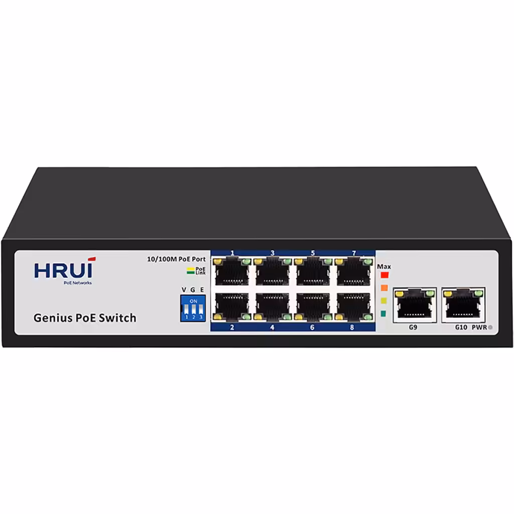 سوئیچ شبکه 8 پورت HRUI مدل HR100-AF-8L2GN